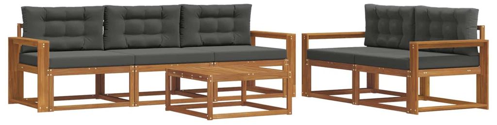 vidaXL Outdoor-Sofagarnitur mit Kissen 6 pcs Natur und Anthrazit