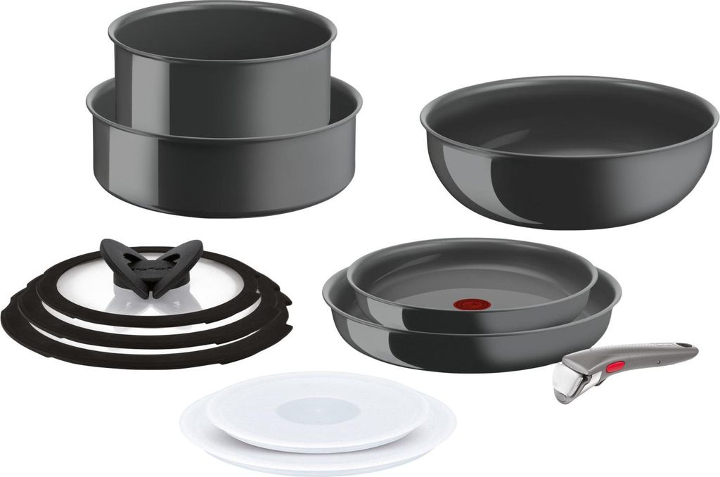 Tefal Ingenio Renew L2609253, Gemischtes Set, Schwarz, Aluminium, Grau, Glas/Kunststoff, Thermo-Punkt