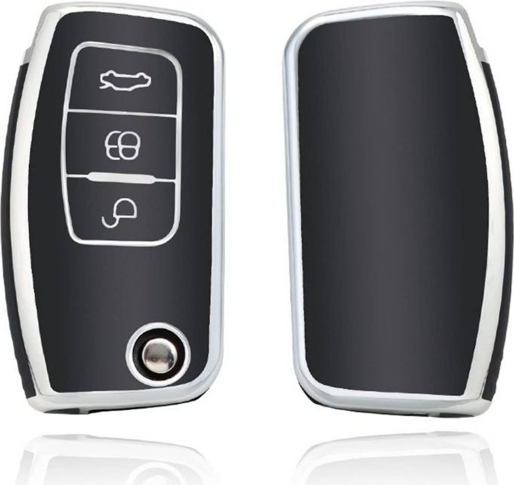 Dutch Shield - TPU Autoschlüssel Hülle für das Ford Schlüssel - Schutzhülle Schlüsselhülle Cover G3 Schwarz, Chrom