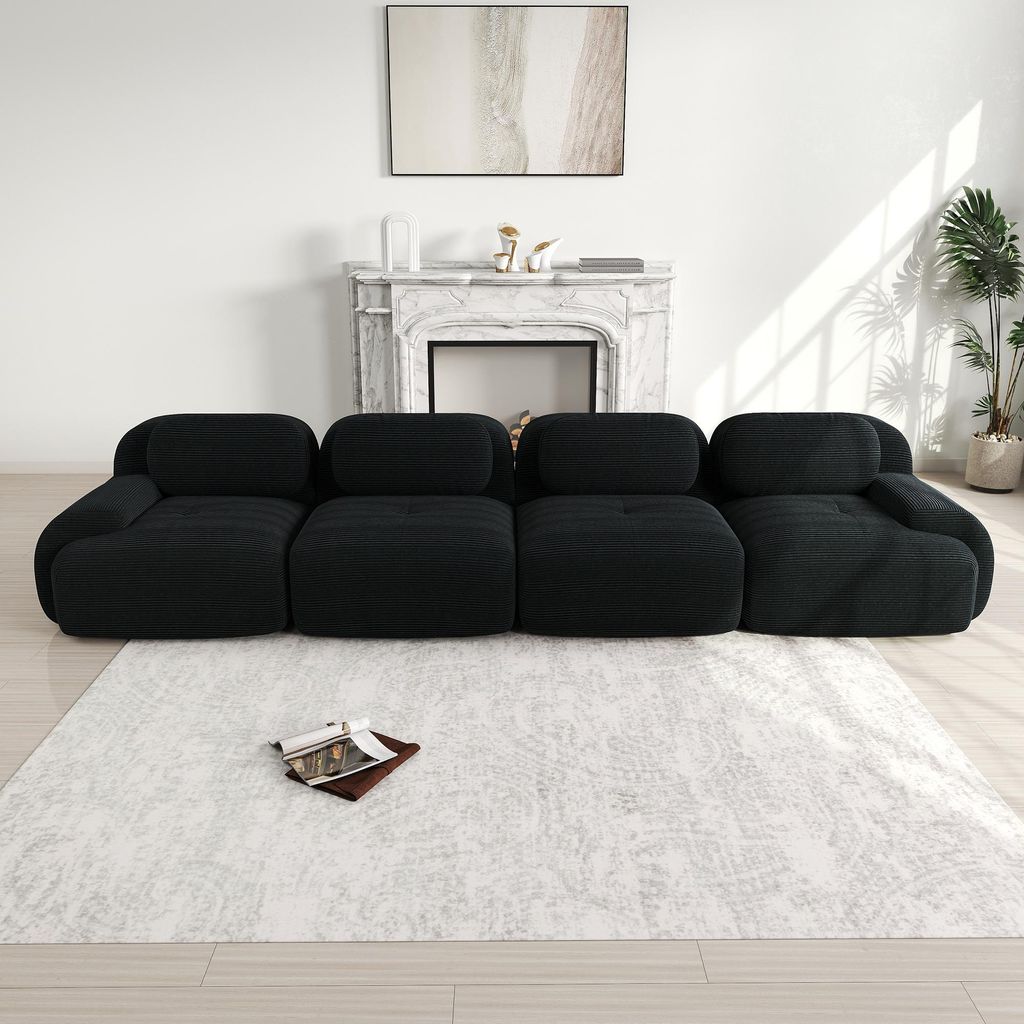 Sweiko 4-Sitzer-Sofa aus weichem Cordstoff, 32D hochelastische Polsterung, haustierfreundlich und ergonomisch, vakuumverpackt, frei kombinierbar, o...