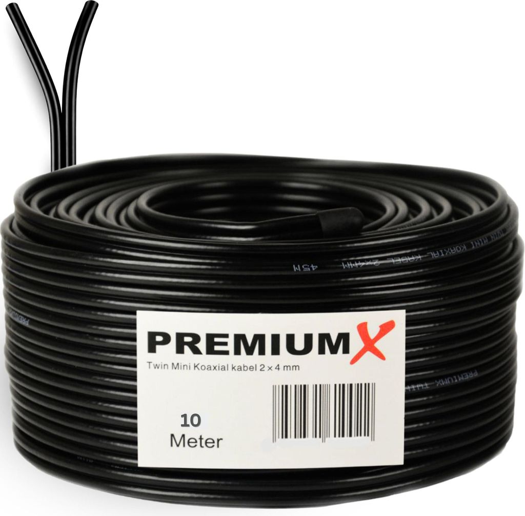PremiumX 10m Sat Koaxial Kabel 90dB Twin Mini 2 x 4mm Produktbild 