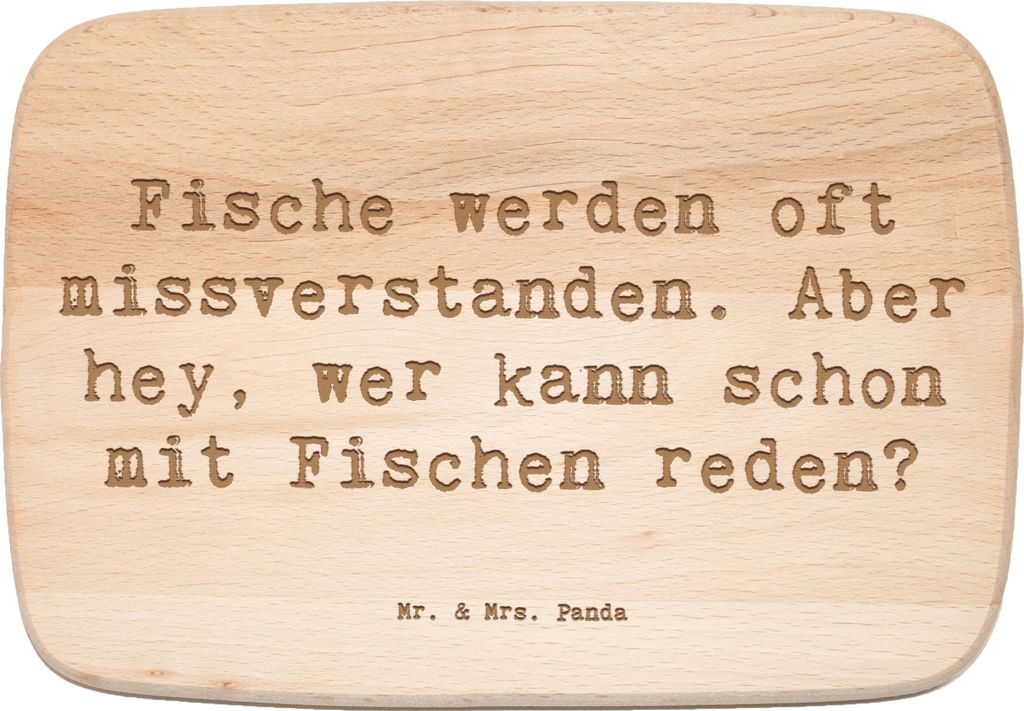Mr. & Mrs. Panda Schneidebrett Holz Spruch Fische Geheimnisse - Transparent - Geschenk, Holzbrettchen, lustige Sprüche, Empathie, Geschenke Astrol...