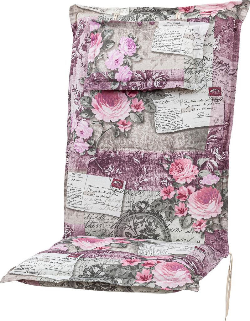 Auflage Hochlehner Rom 0798 rosa-grau Blumen Landhaus Produktbild 