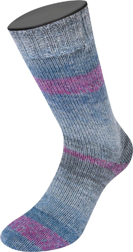 Lana Grossa - Meilenweit 100g Alpaca Print II 2209 dunkelgrau jeansblau hellblau graubraun fuchsia graublau