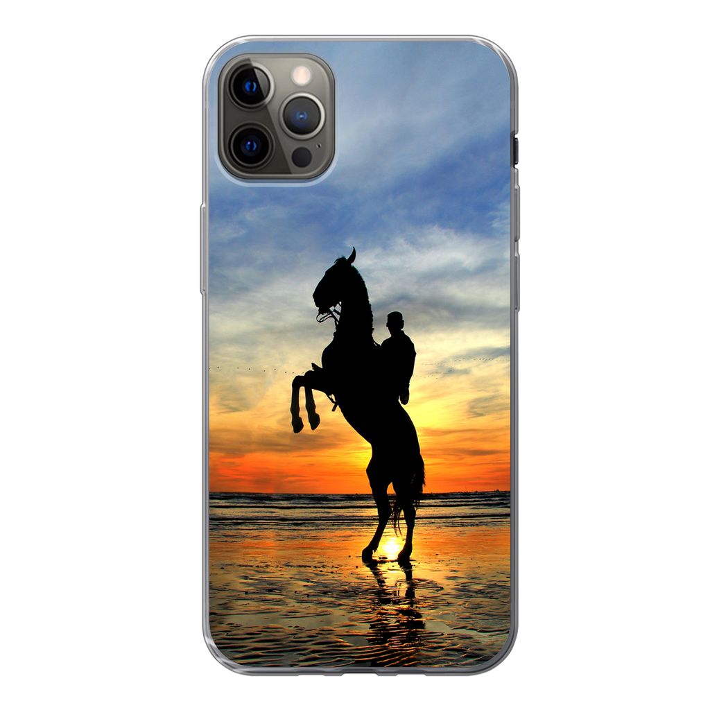 MuchoWow Handyhülle Schutzhülle Hülle für iPhone 13 Pro Max Pferd - Himmel - Schatten Silikon Softcase Handy Hülle - Mobiltelefon
