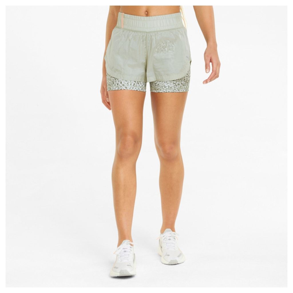 Damen Shorts Puma RUN MARATHON 2in1 WOVEN SHORT WM Hellgrün