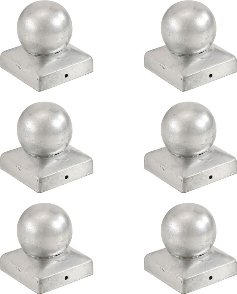 Pfostenkappen 6 Stk. Kugelform Verzinktes Metall 71 x 71 mm