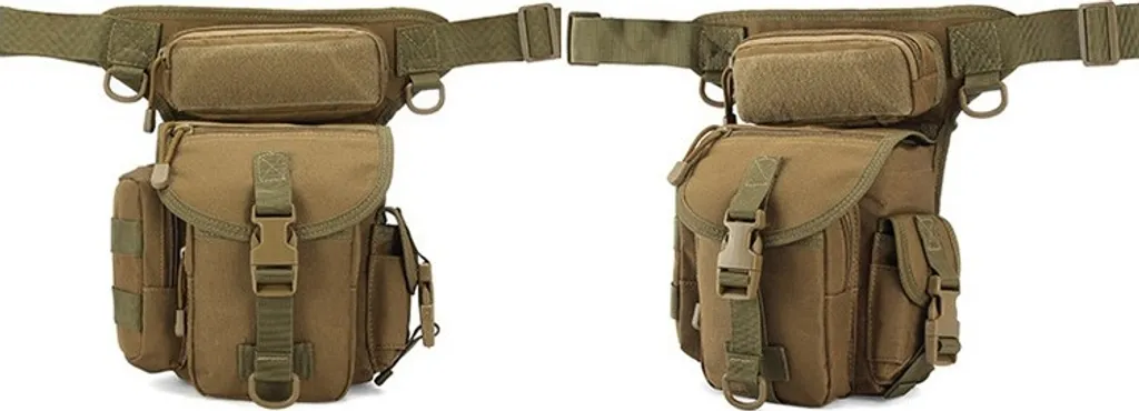 INF Marsupio Tattico da Gamba in Tessuto Oxford Cachi Ultra-Resistente