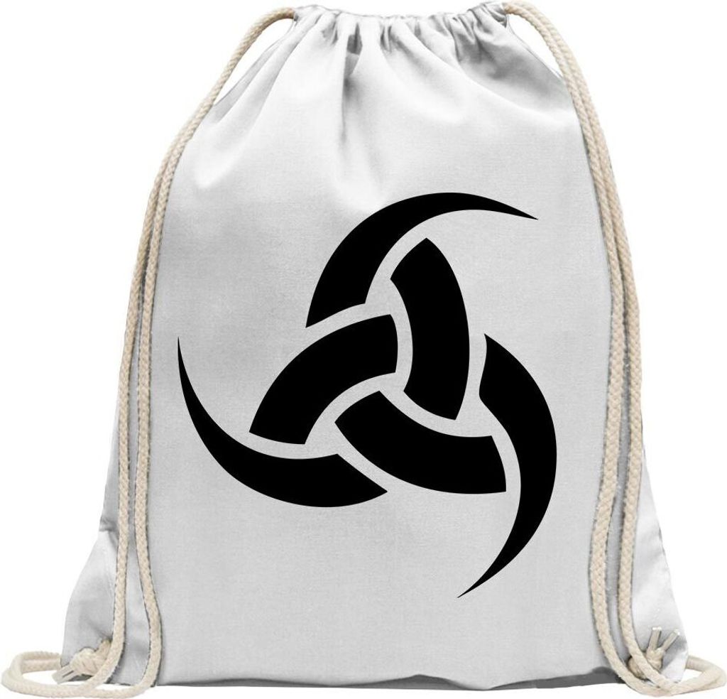 Kiwistar - Turnbeutel - weiss - tripple Horn von Odin - Fun Rucksack Sport Beutel Gymsack Baumwolle mit Ziehgurt