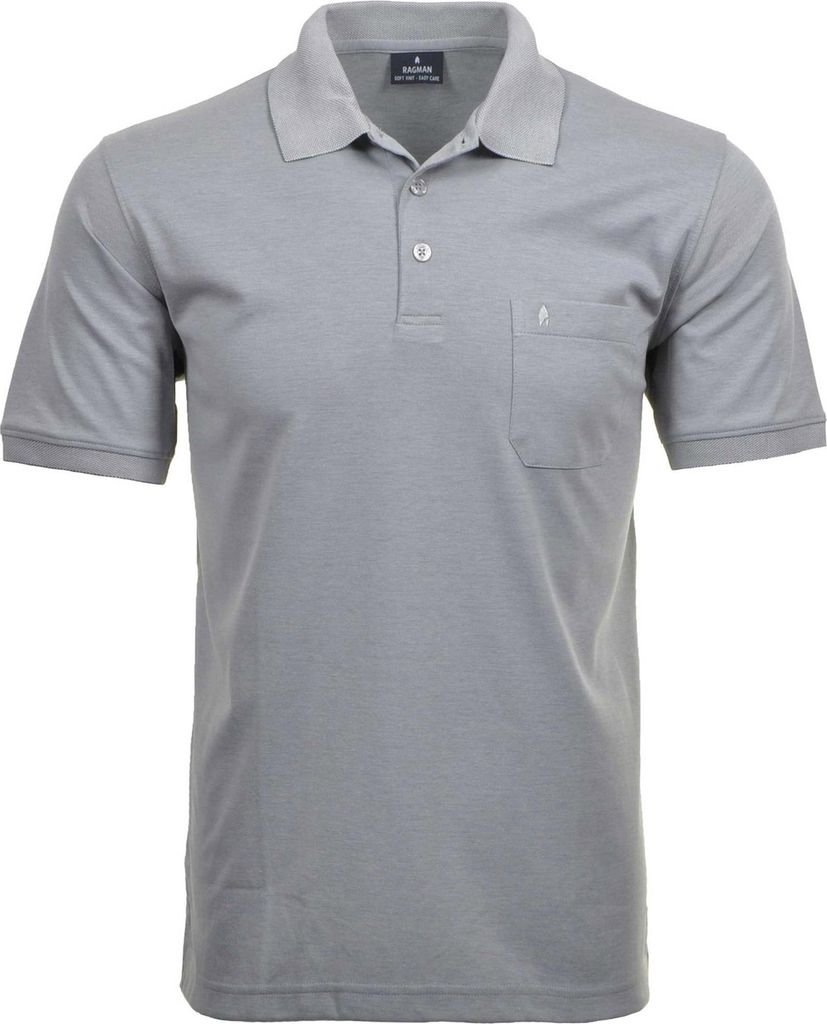 RAGMAN Herren Poloshirt Kurzarm Polokragen Regular Baumwollmix Silbergrau XXL