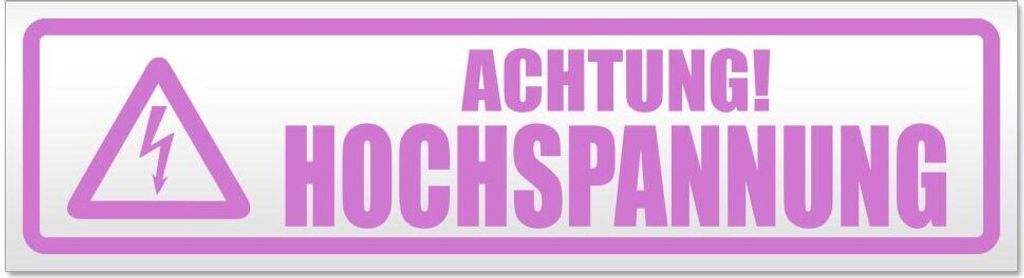 Kiwistar - Autoaufkleber - Flieder - 60 x 16 cm - Achtung! Hochspannung - Hinweis Aufkleber Sticker für Auto, Kfz, Fahrrad, PKW, LKW