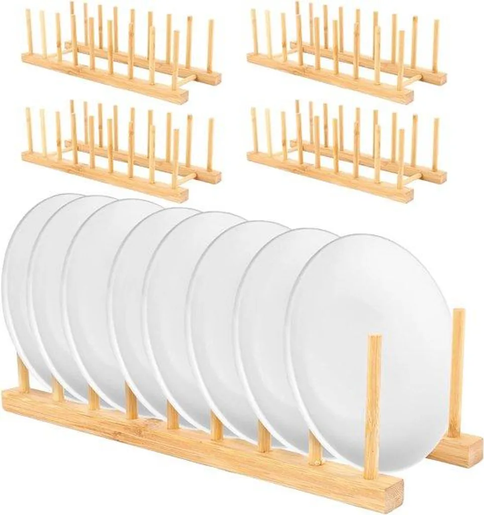 Range-vaisselle et égouttoir en bois 5 pièces pour cuisine moderne