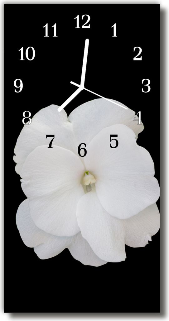 Tulup Glasuhr Wanduhr Küchenuhr Echt-Glas 30x60 Blume Mehrfarbig