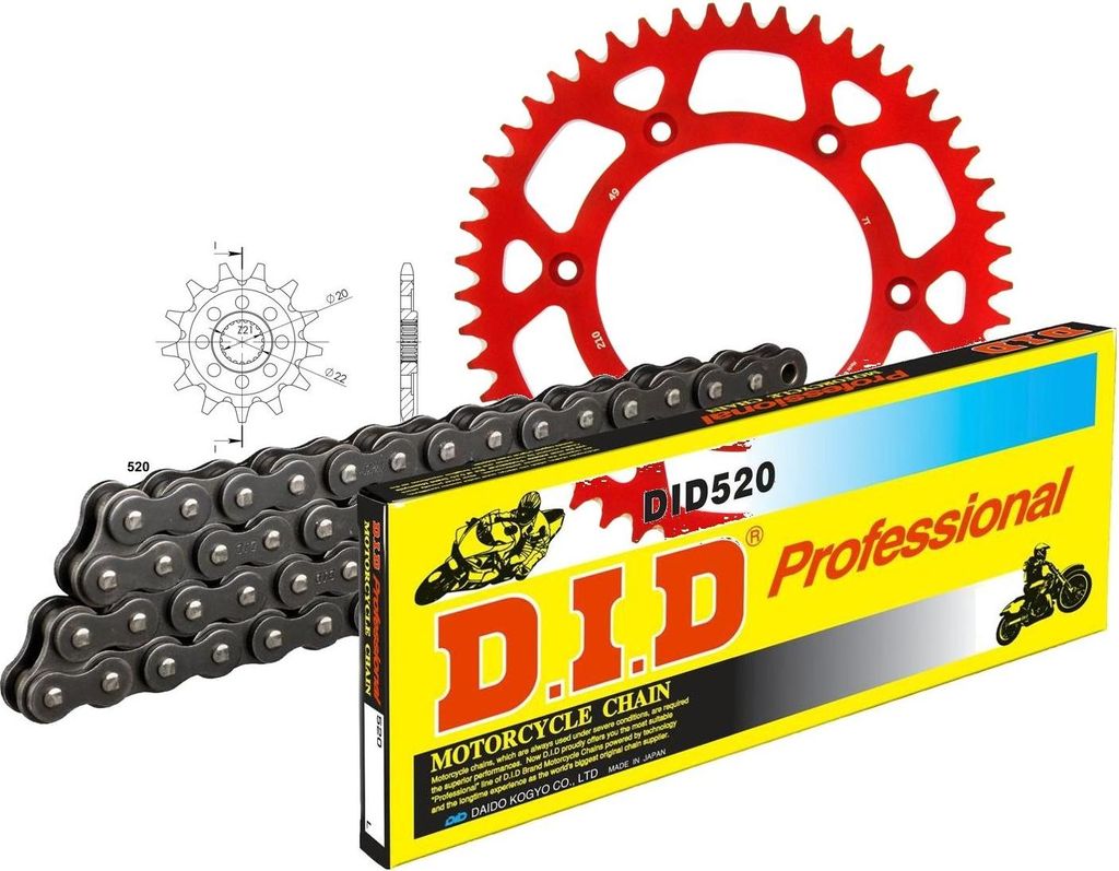 Kit Alu (rot) passend für Honda CRF250 R 10-13 13-49-116 DID520 Clip