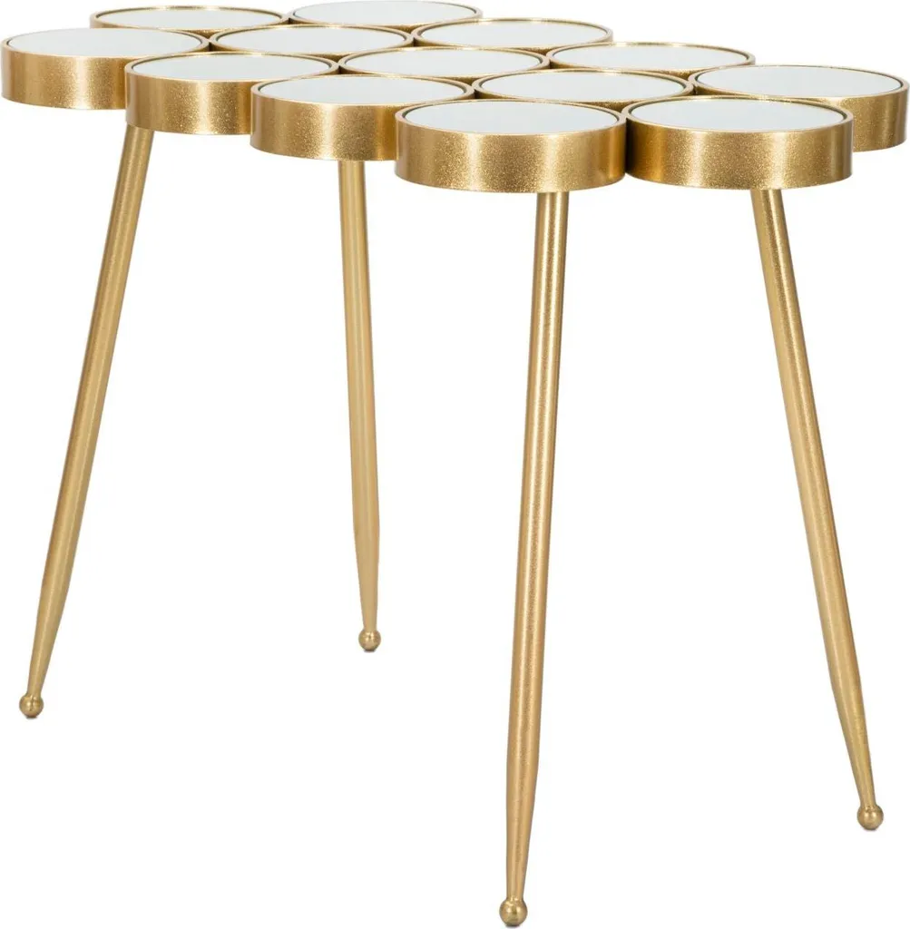Table basse Buttle Gold pour salon moderne - Table d'appoint dorée 100cm - 3