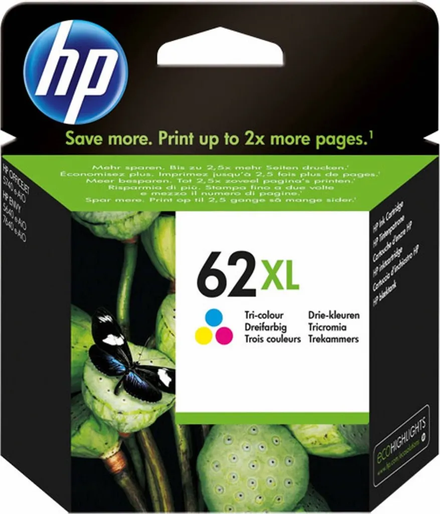 HP 62XL Tricromia Originale C2P07AE - Cartuccia per Ufficio Alta Resa