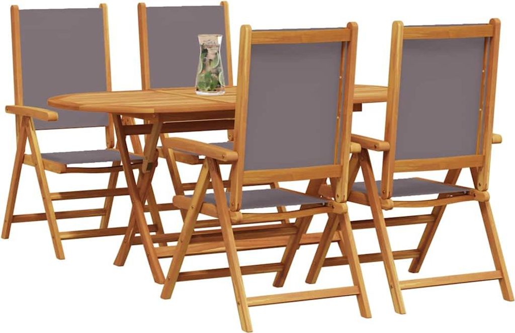 vidaXL Garten Essgruppe 5 pcs Anthrazit Massivholz Akazie