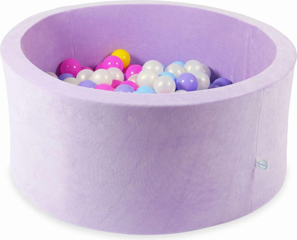 Trockenpool 90x40 Velvet Soft Purple mit 300 Bällen: Rosa, Heidekraut, Gelb, Hellblau, Opaleszierend