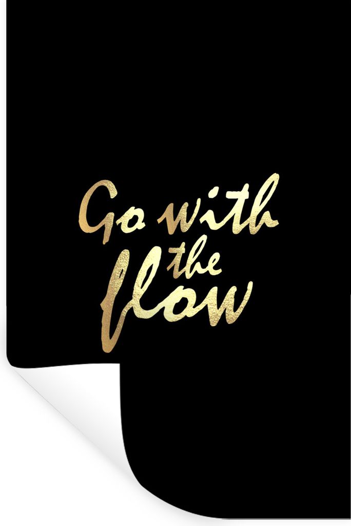 MuchoWow Wandtattoo Wandsticker Wandaufkleber Zitate - Entspannen - Gold - Schwarz 60x90 cm Selbstklebend und Repositionierbar - Sticker - Dekorf...