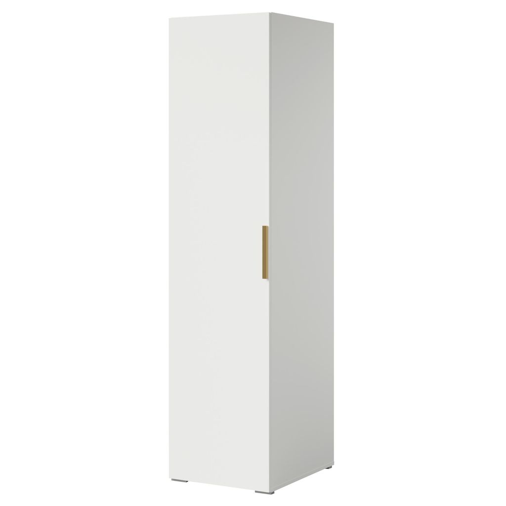 Drehtürenschrank Napoli 1D 50 Weiß (schwarzer oder goldener Griff)