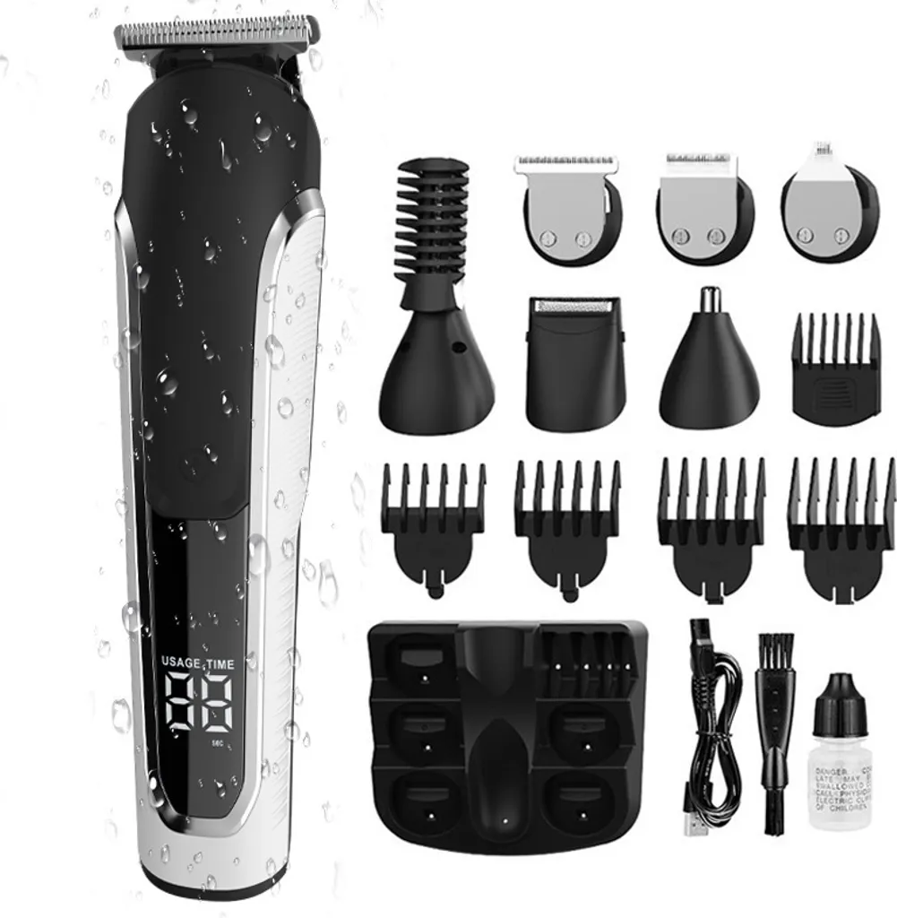 Tondeuse à cheveux INF noire haute précision avec kit accessoires complet