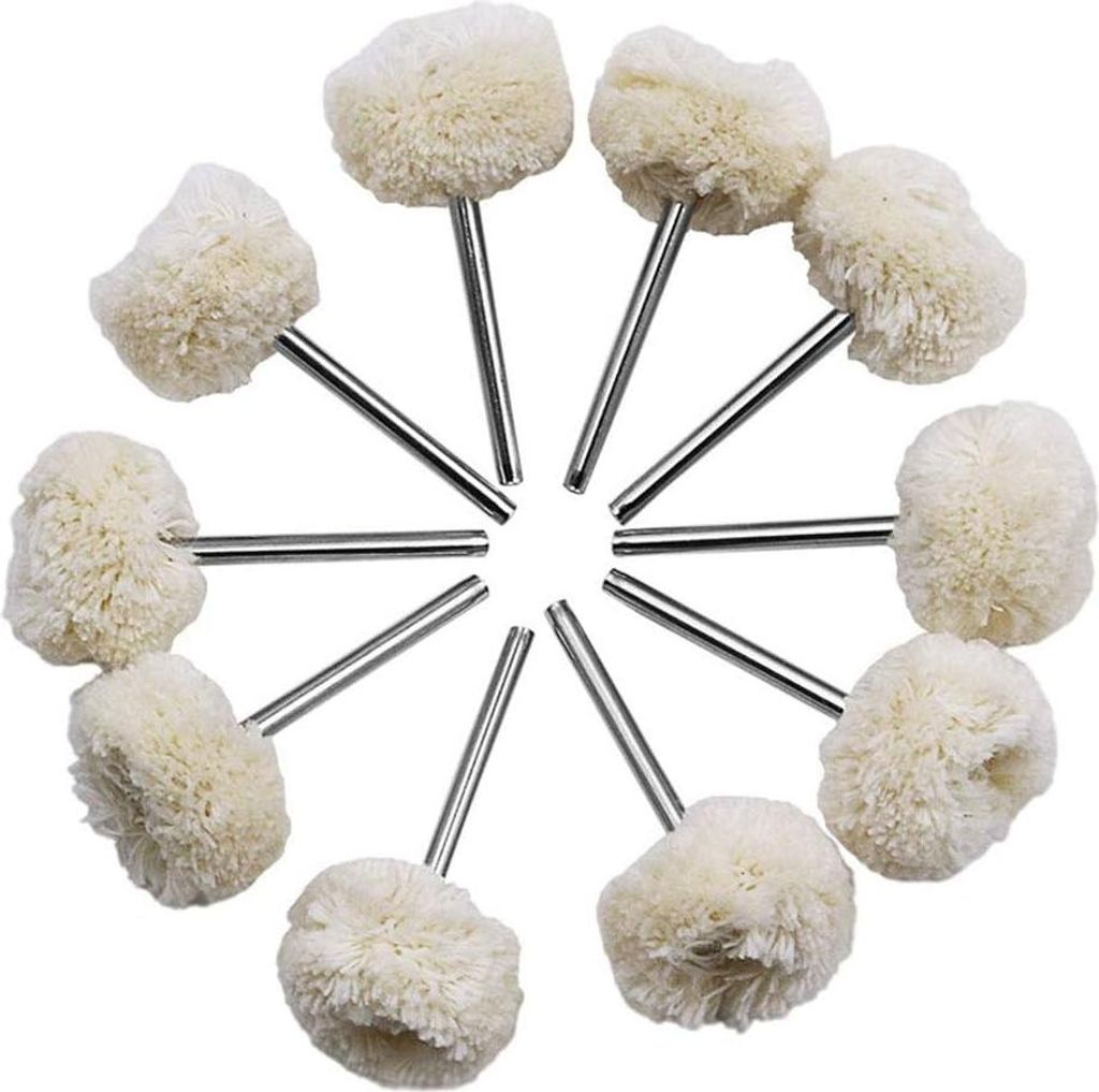 10 Stück Wollbuff-Wheel - Polierscheiben - Rotationswerkzeug 25MM Wollfilz Bohr Schleifräder Bürsten für Schmuck Metall Glas Polierbit