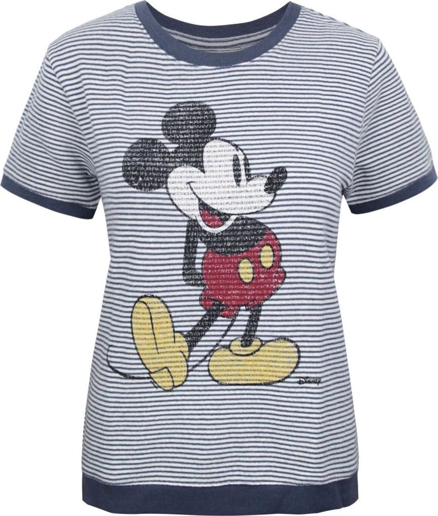 Junk Food - Mickey Mouse Kurzarm-Pullover für Damen NS6020 (S) (Weiß/Blau)