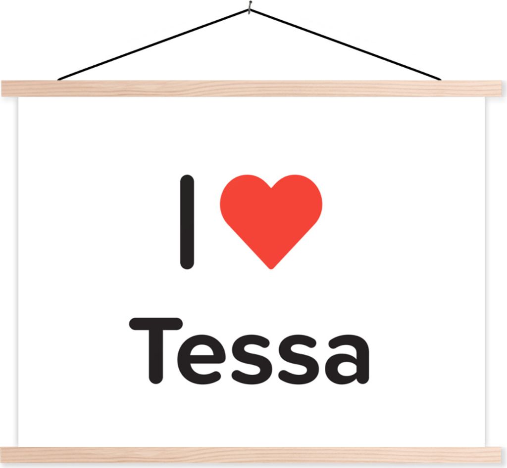 MuchoWow Textilposter Ich liebe - Tessa - Mädchen 60x45 cm mit holzfarbenen Rahmen - Bild