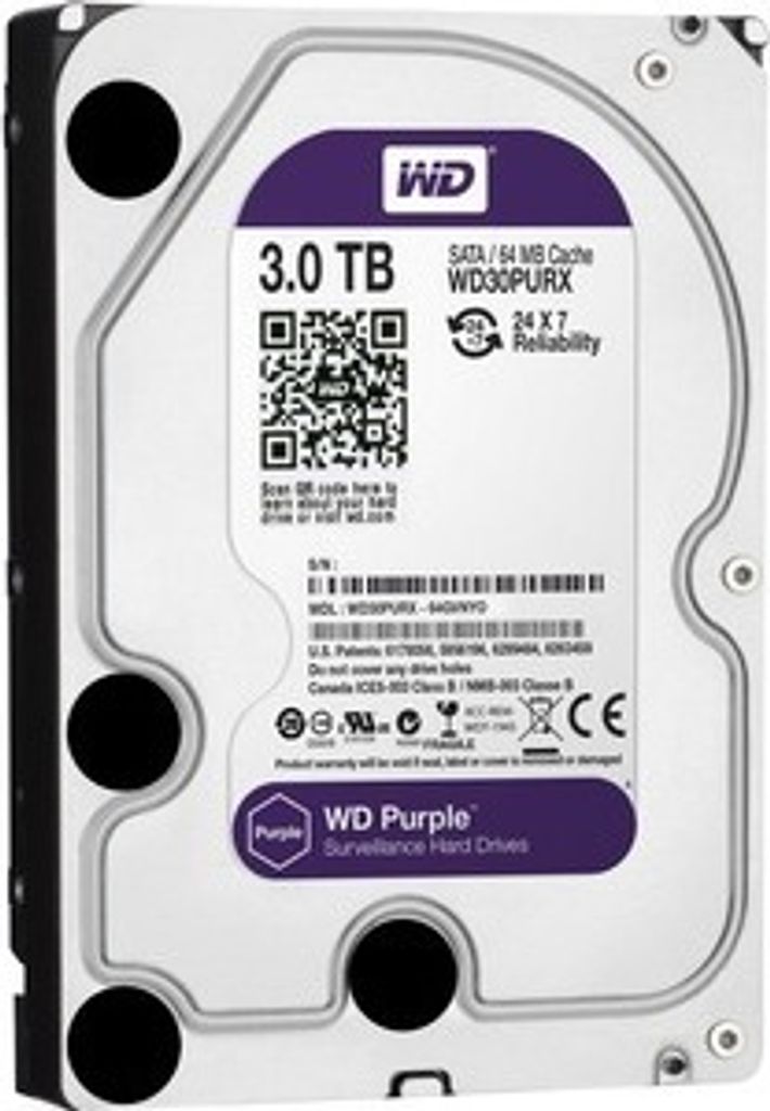 Western Digital Purple, 3 TB, 5400 RPM, 64 MB, 3.5", Serial Produktbild 