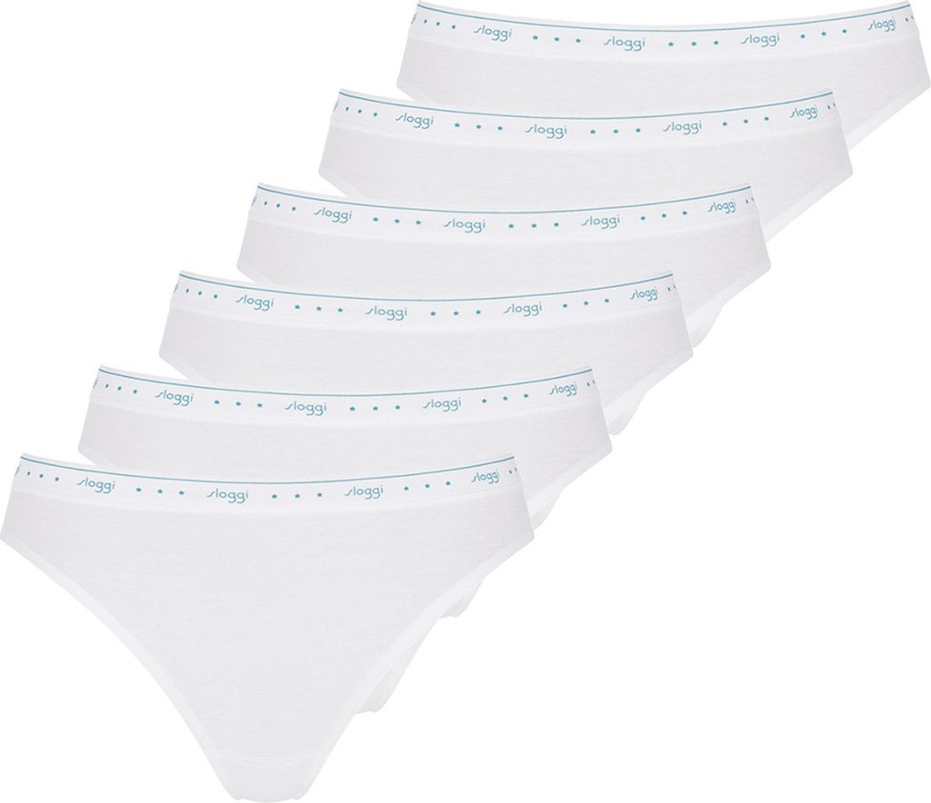 sloggi 6er Pack 24/7 100 Tai Slip Elastikbund mit sloggi-Logo, Angenehm elastisch am Beinabschluss, Weiches Futter im Schrittbereich