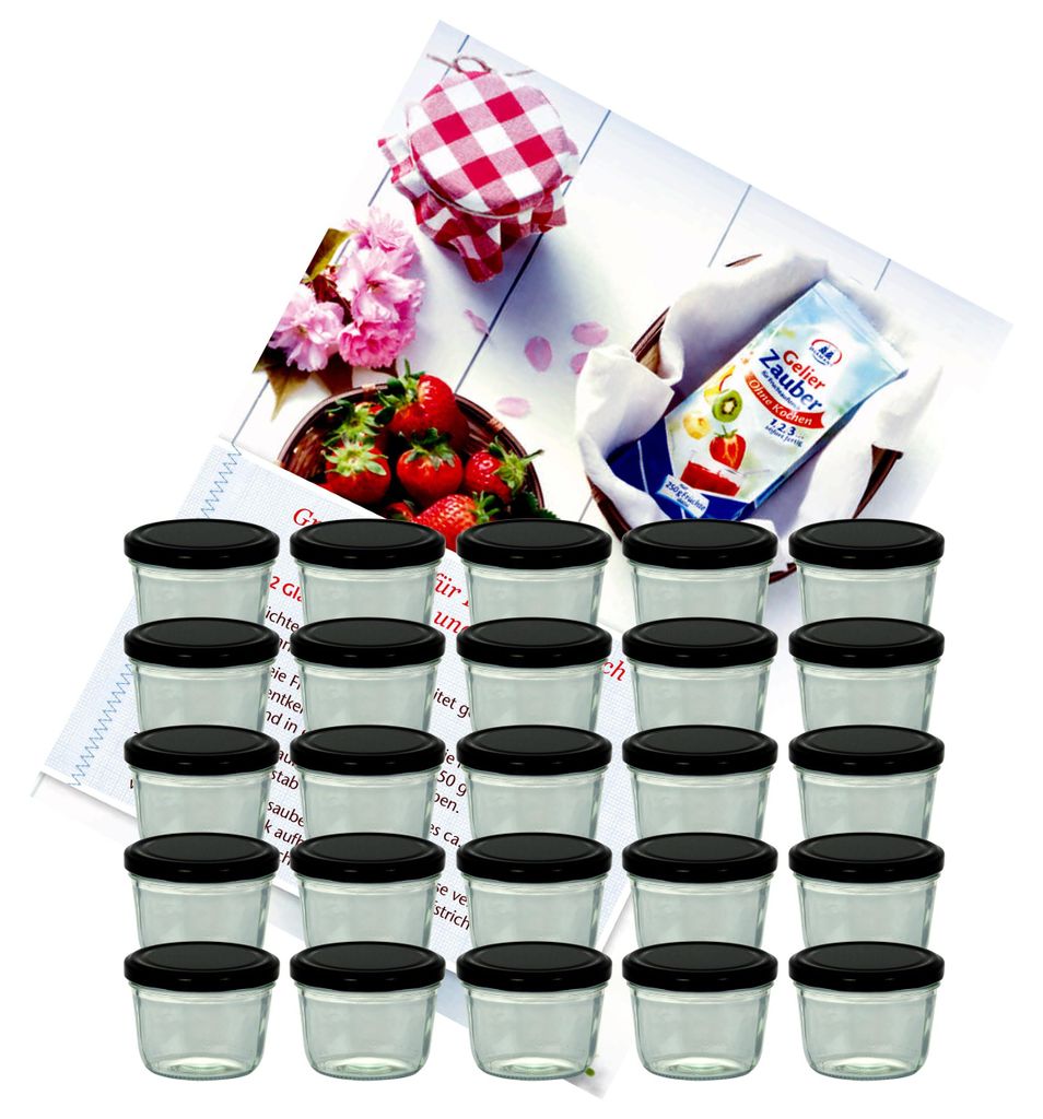 sada 25 kelímků 230 ml Do 82 černé víčko včetně brožury s Obrázek produktu 