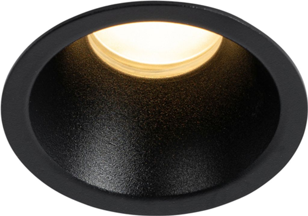 QAZQA - Modern Moderner Einbaustrahler schwarz 35 mm IP44 - Abt I Wohnzimmer I Schlafzimmer - Aluminium Rund - LED geeignet GU10