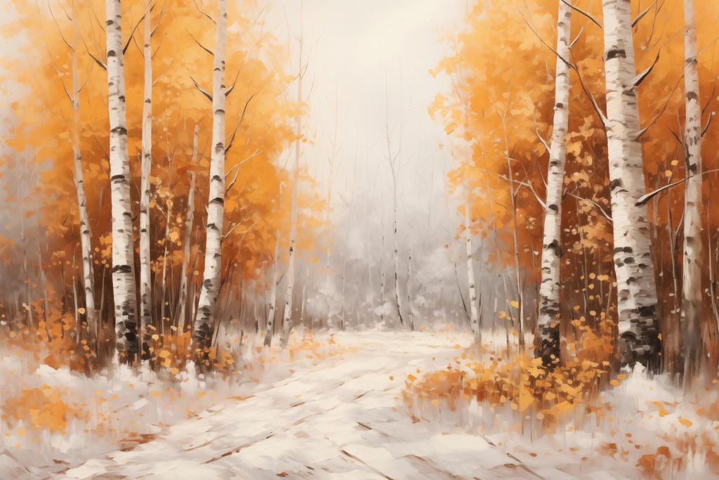 Plakat 45x30cm Herbstliche Birken