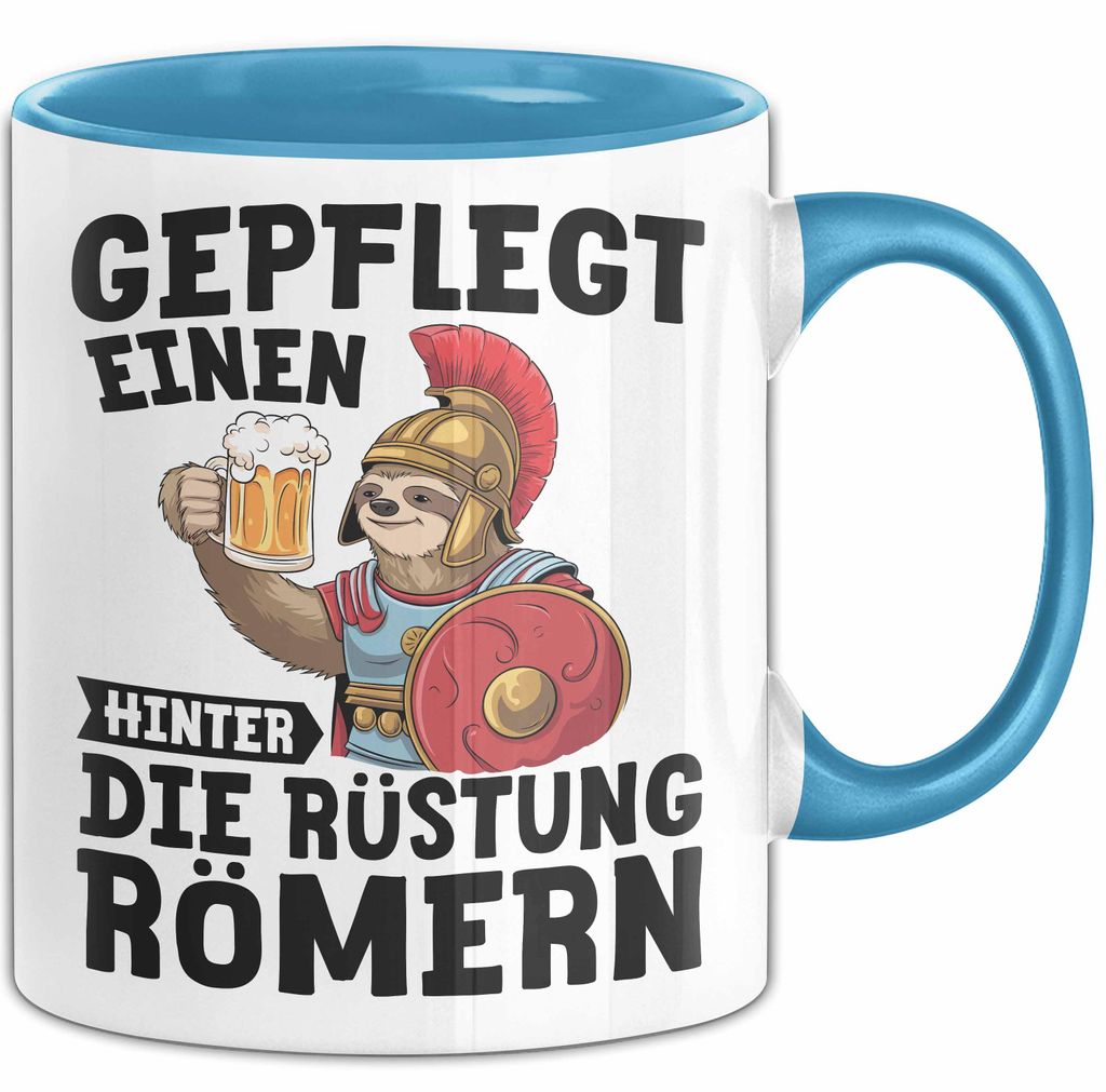Biertrinker Tasse Geschenk Gepflegt Einen Hinter Die Rückstung Römern Becher (Blau)