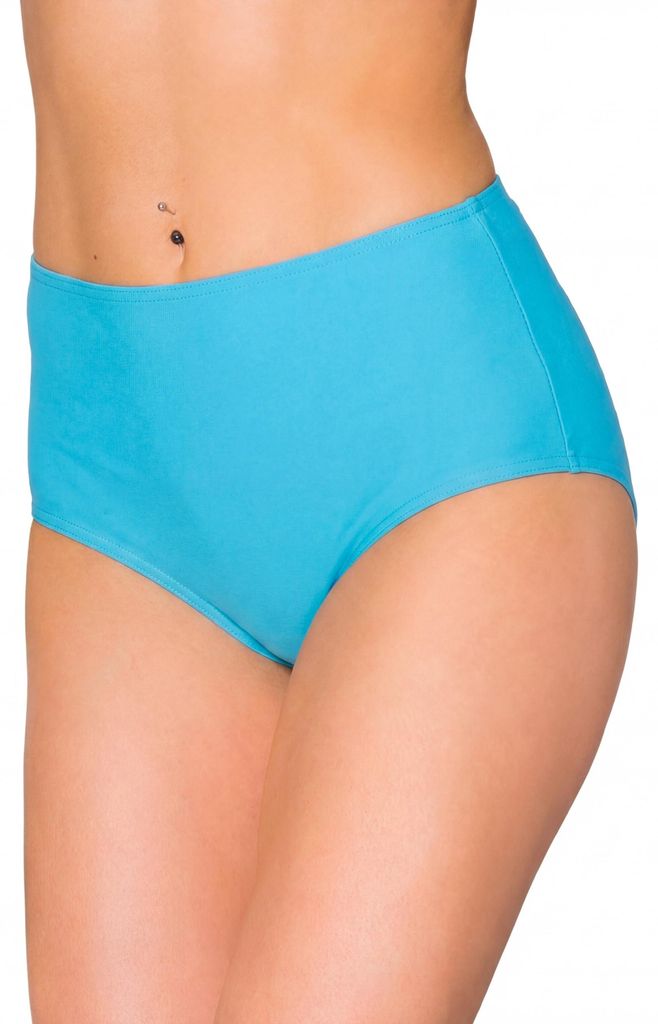 Aquarti Bikinihose Damen mit Hohem Bund – Klassische Bikinihosen für Damen in Großen Größen, Farbe: Türkisblau, Größe: 40