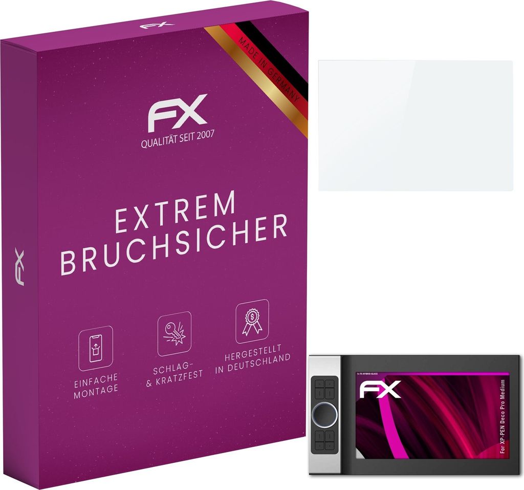 atFoliX FX-Hybrid-Glass Displayfolie kompatibel mit XP-PEN Deco Pro (Medium) Glasfolie