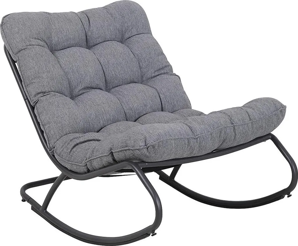 Siège à bascule de terrasse VIBE relaxant avec coussin gris 115 cm noir