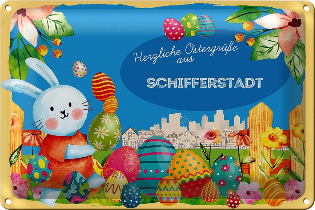 Blechschild Ostern Ostergrüße 18x12cm SCHIFFERSTADT