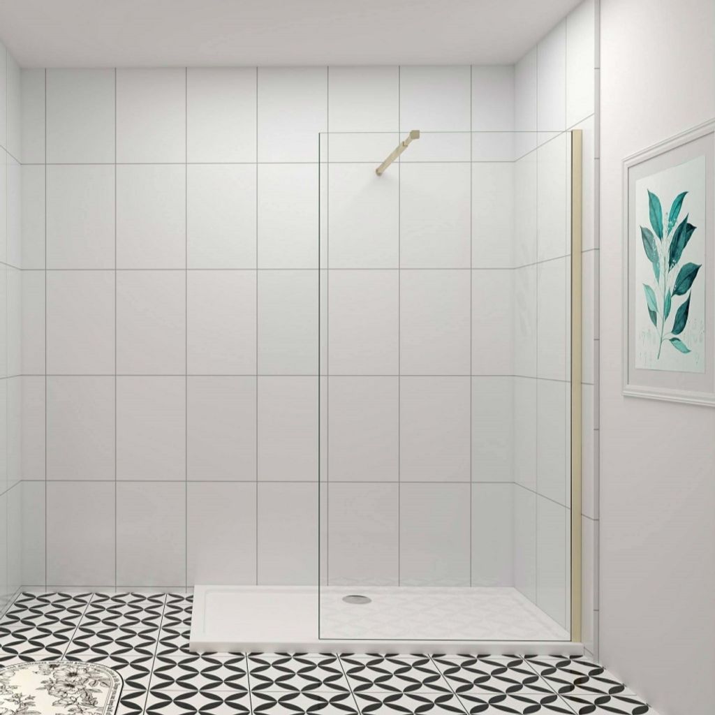 150x200cm Golden Walk in Dusche Duschwand Trennwand Duschtür