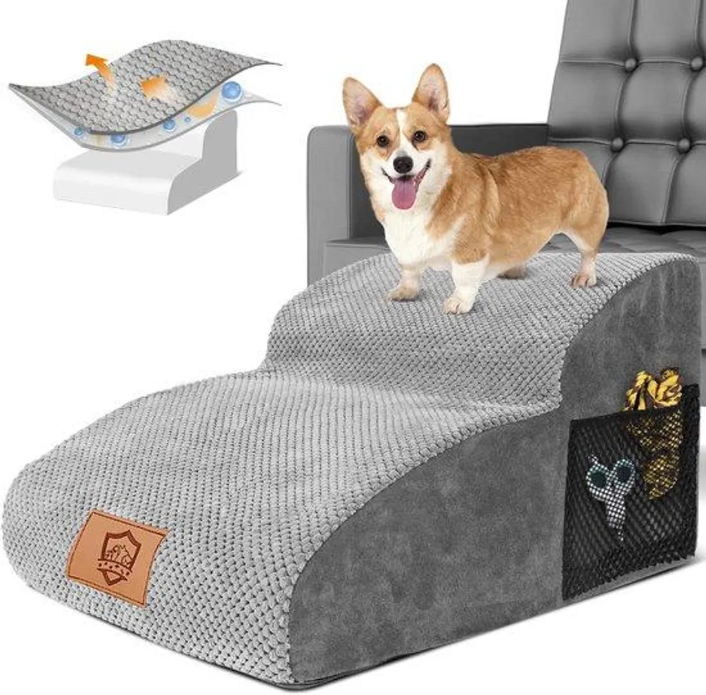Escalier pour chats et chiens pour canapé lit - Rampe douce 3 niveaux