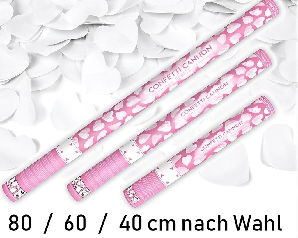 PartyDeco TUKW40, Confettikanon, Wit, 1 kleur, Hartvorm, Productafbeelding 