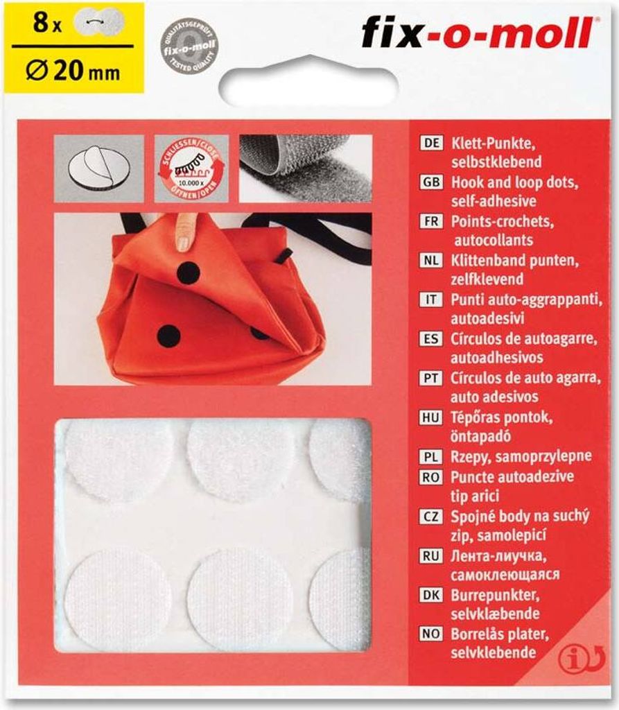 Klettpunkte fix-o-moll 20mm weiß Produktbild 