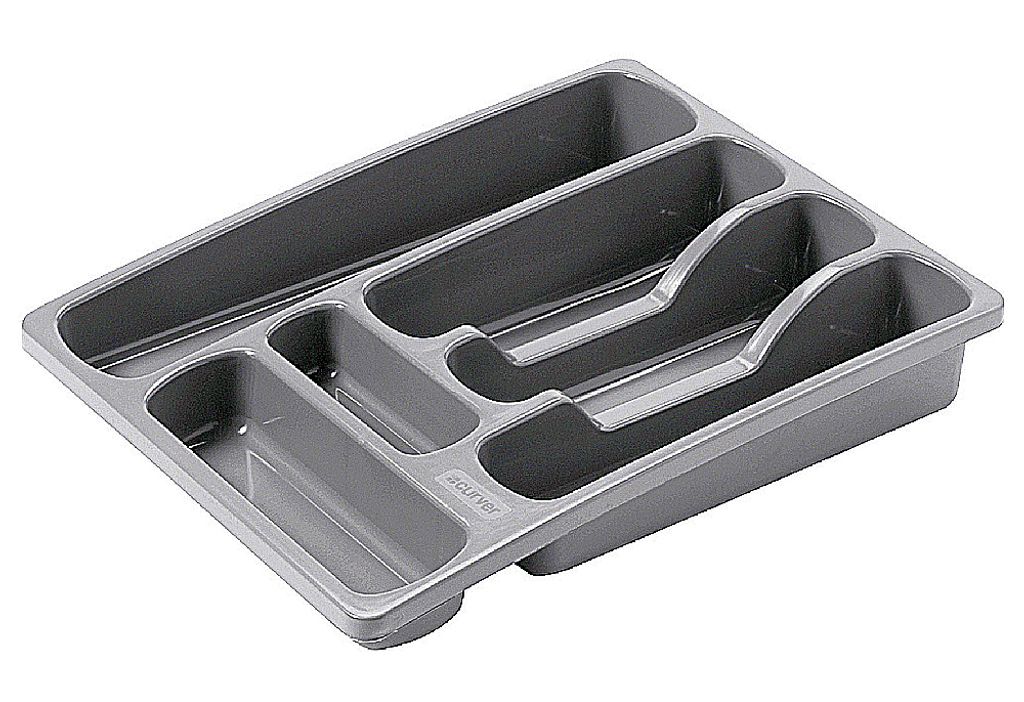 Curver Besteckkasten 6 Fächer 36x29x6 cm grau Produktbild 