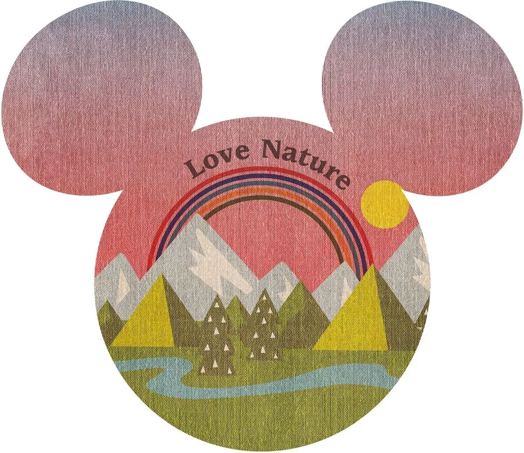 Décoration Murale Enfant Mickey Mouse : Grand Autocollant Rose et Vert