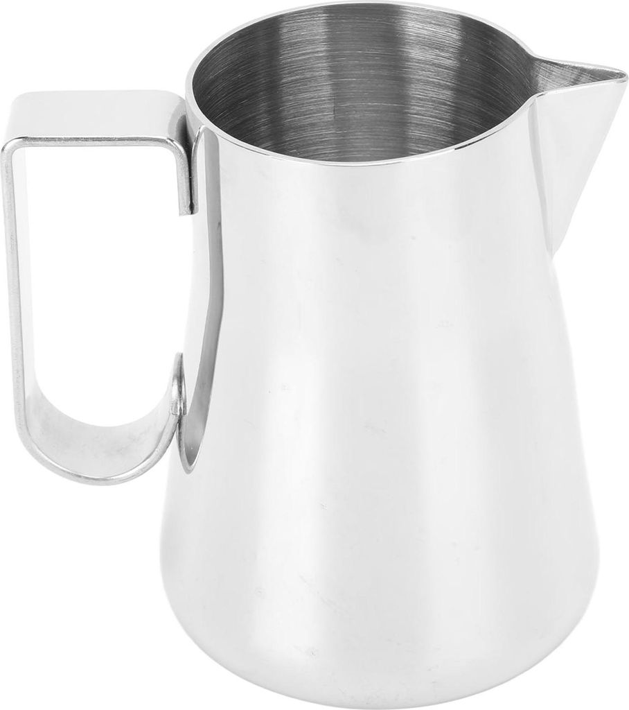 Milchaufschäumer Edelstahl Milchaufschäumer Kanne Mischbecher Topf für Kaffeegetränke 350ml Silber