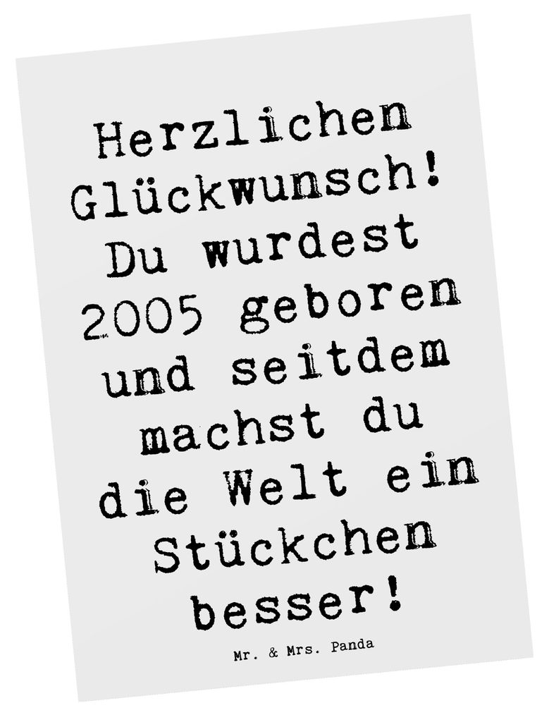 Mr. & Mrs. Panda Ansichtskarte Spruch 2005 Geburtstag - Weiß - Geschenk, Ansichtskarten, unvergessliche Momente, Happy Birthday, Postkarten, Postk...
