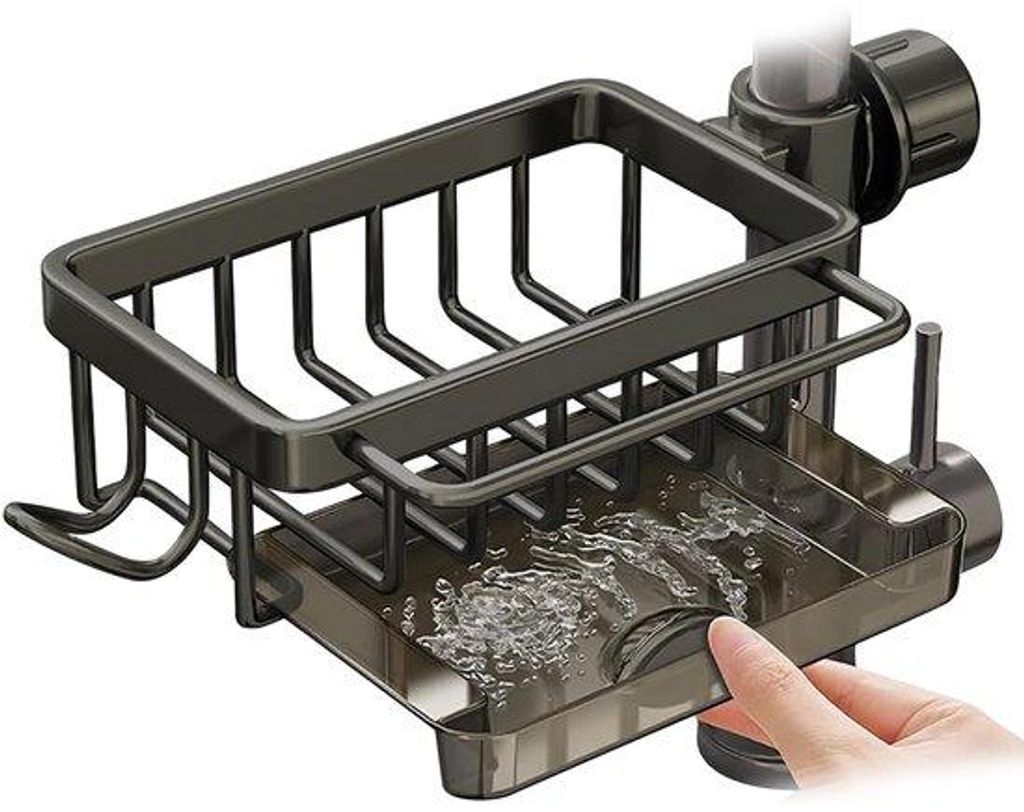 Küchenorganizer für Wasserhähne, Spülarmatur mit Durchmesser 1,78–2,8 cm, runde, raumsparende Spülschwärmerhalter, Küchenhilfe, grau