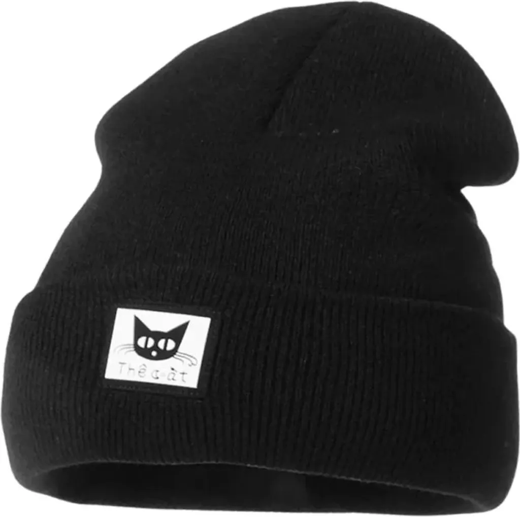 Cappello Donna Gatto Grigio a Strisce - Berretto Invernale Maglia Acrilica