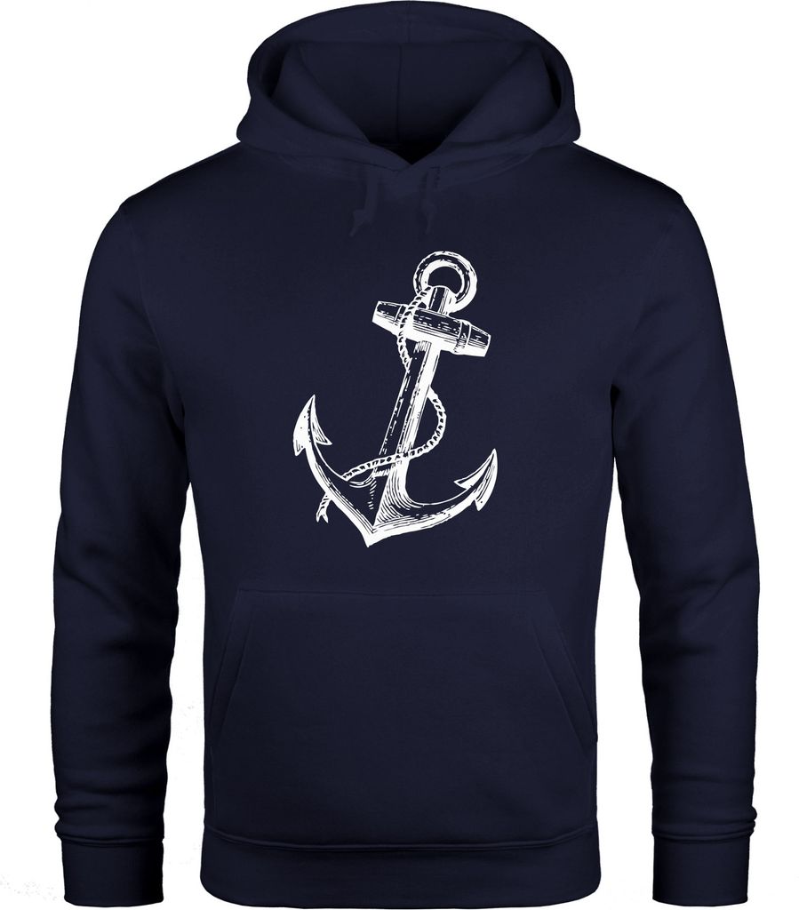 Hoodie Herren Anker Anchor Sweatshirt mit Kapuze Kapuzenpullover Moonworks navy M