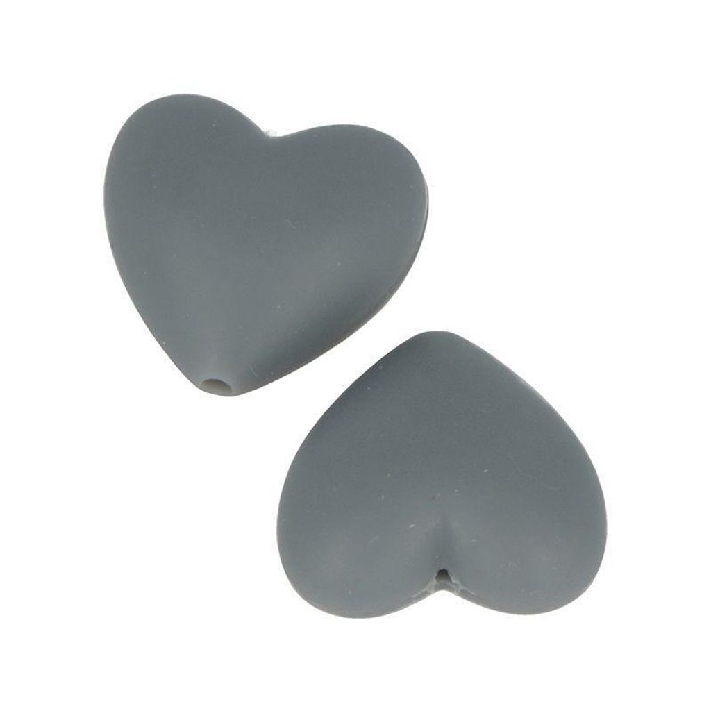 Silikon-Perlenherz x 2 - 29 x 19 x 12 mm - grau